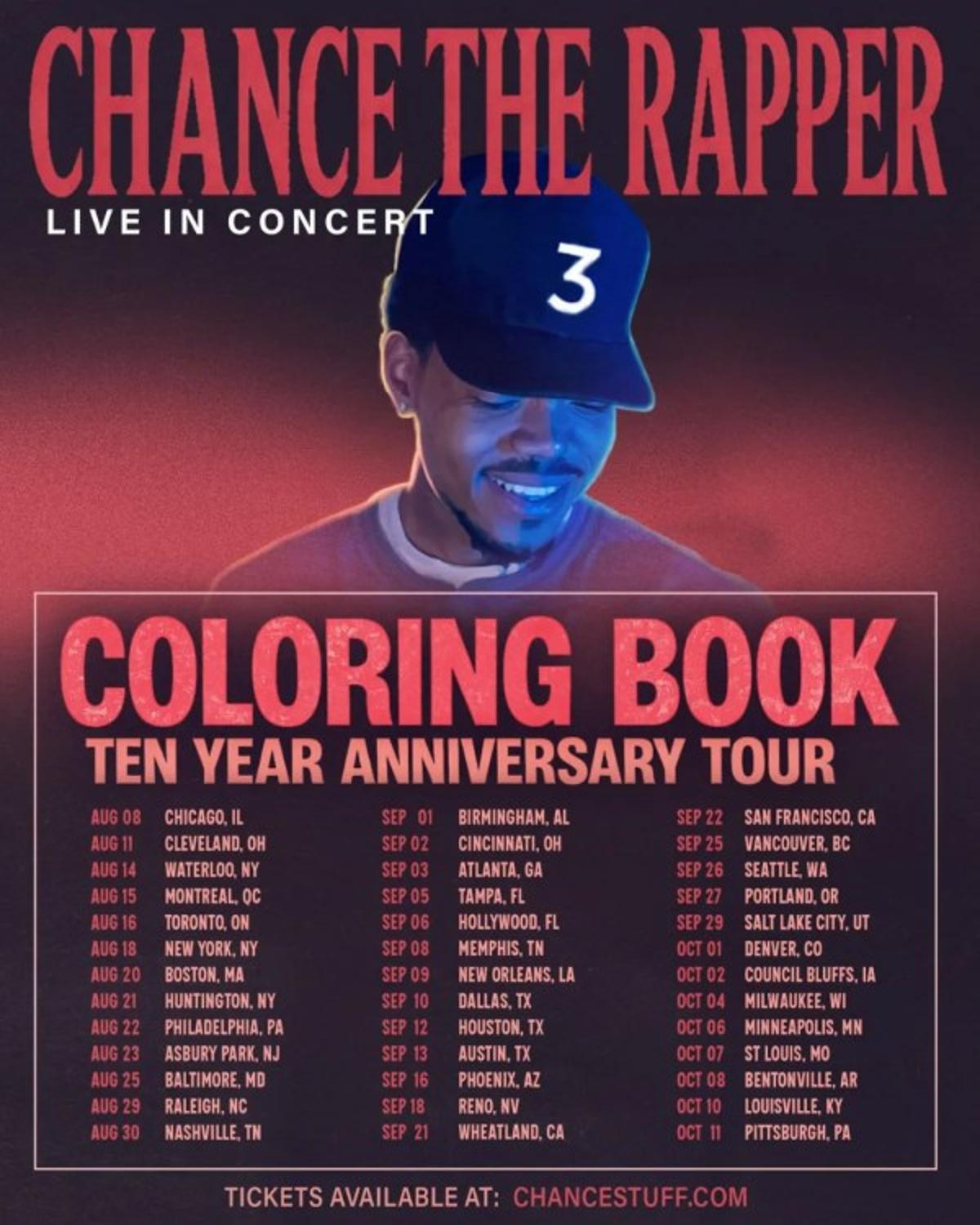 Chance the Rapper Just Announced the Coloring Book 10th Anniversary Tour for 2026