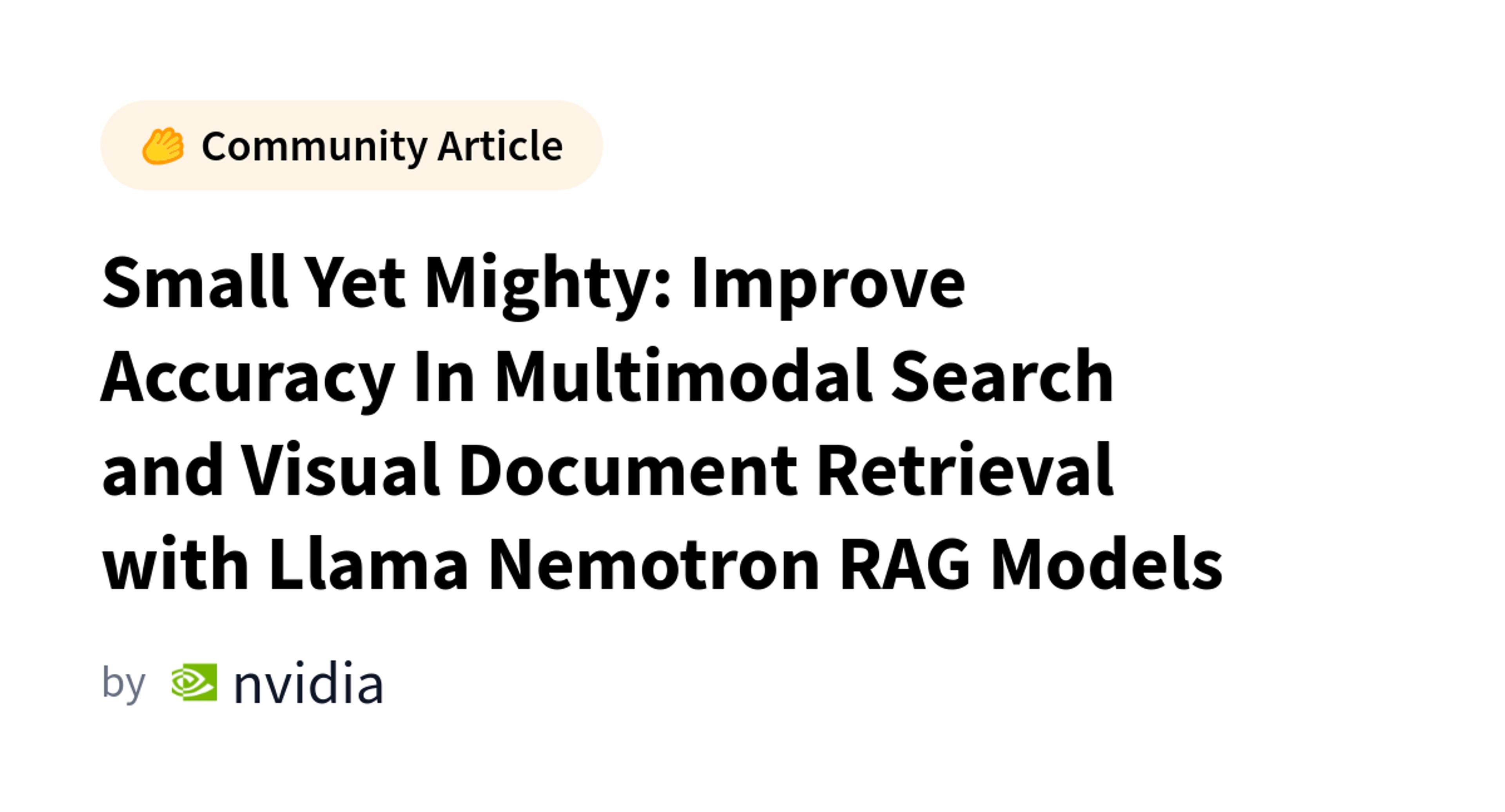 Small Yet Mighty: Improve Accuracy In Multimodal Search and Visual Document Retrieval with Llama Nemotron RAG Models