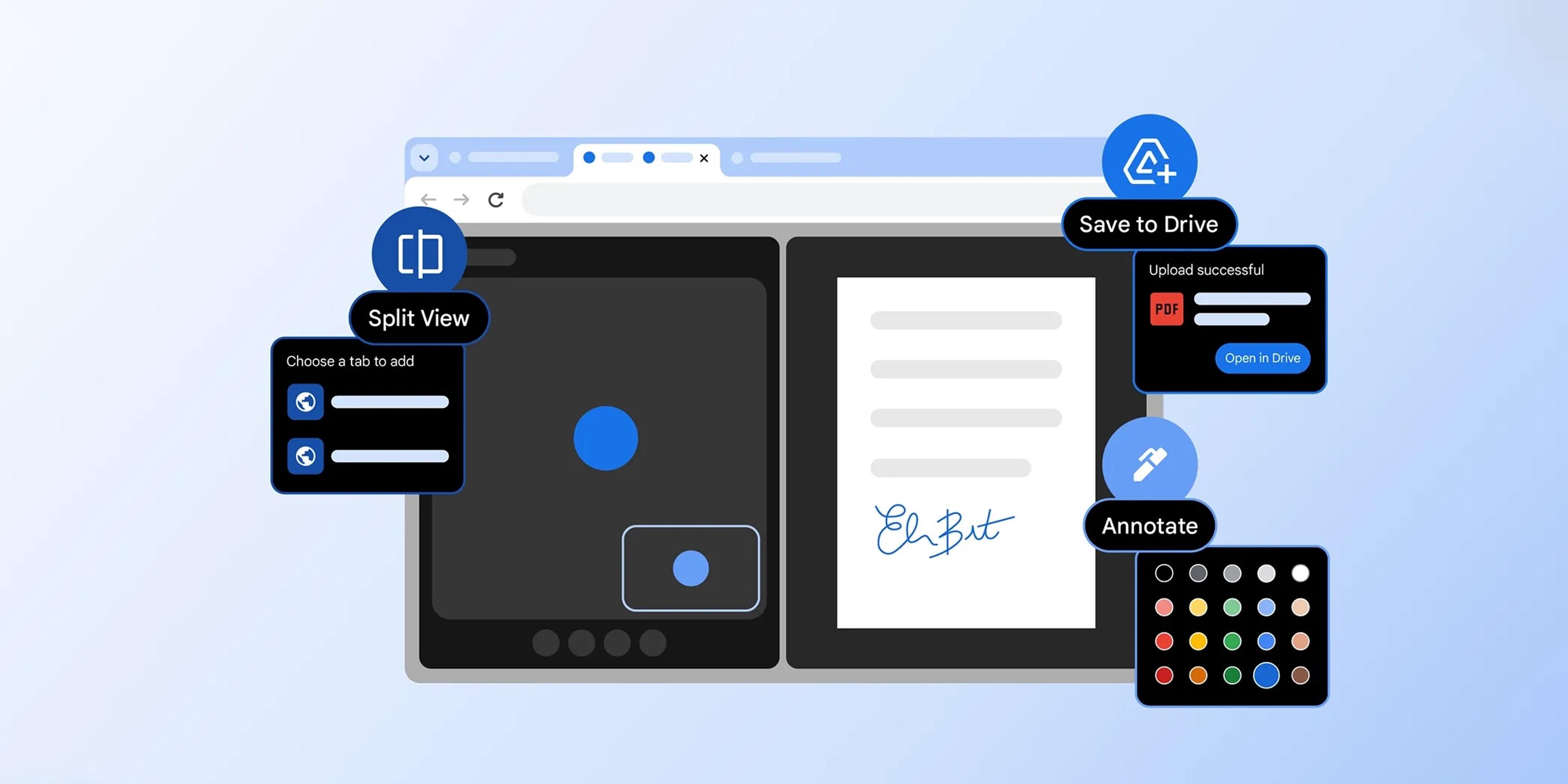Google Chrome Adds Split View and PDF Annotation with Drive Upload