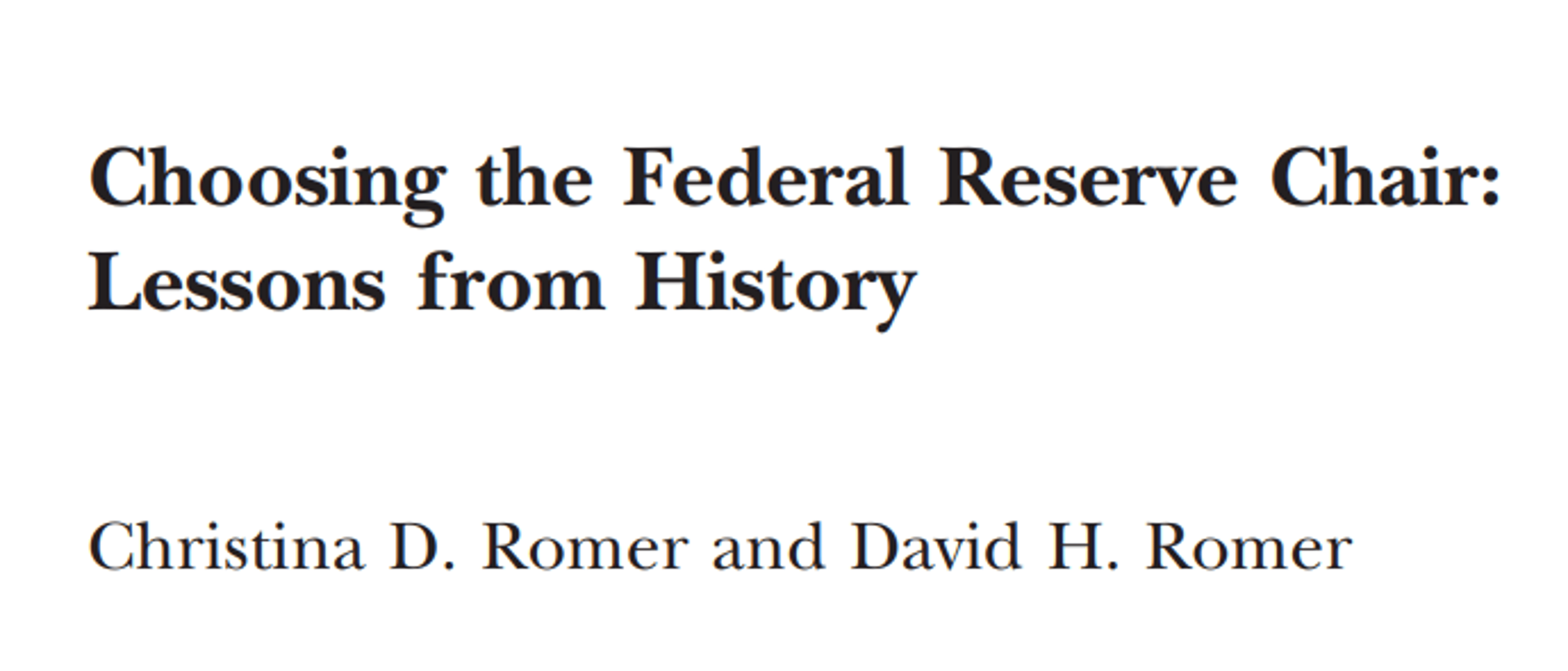 Pick Fed Chair by Sound Economic Reasoning, Not Politics