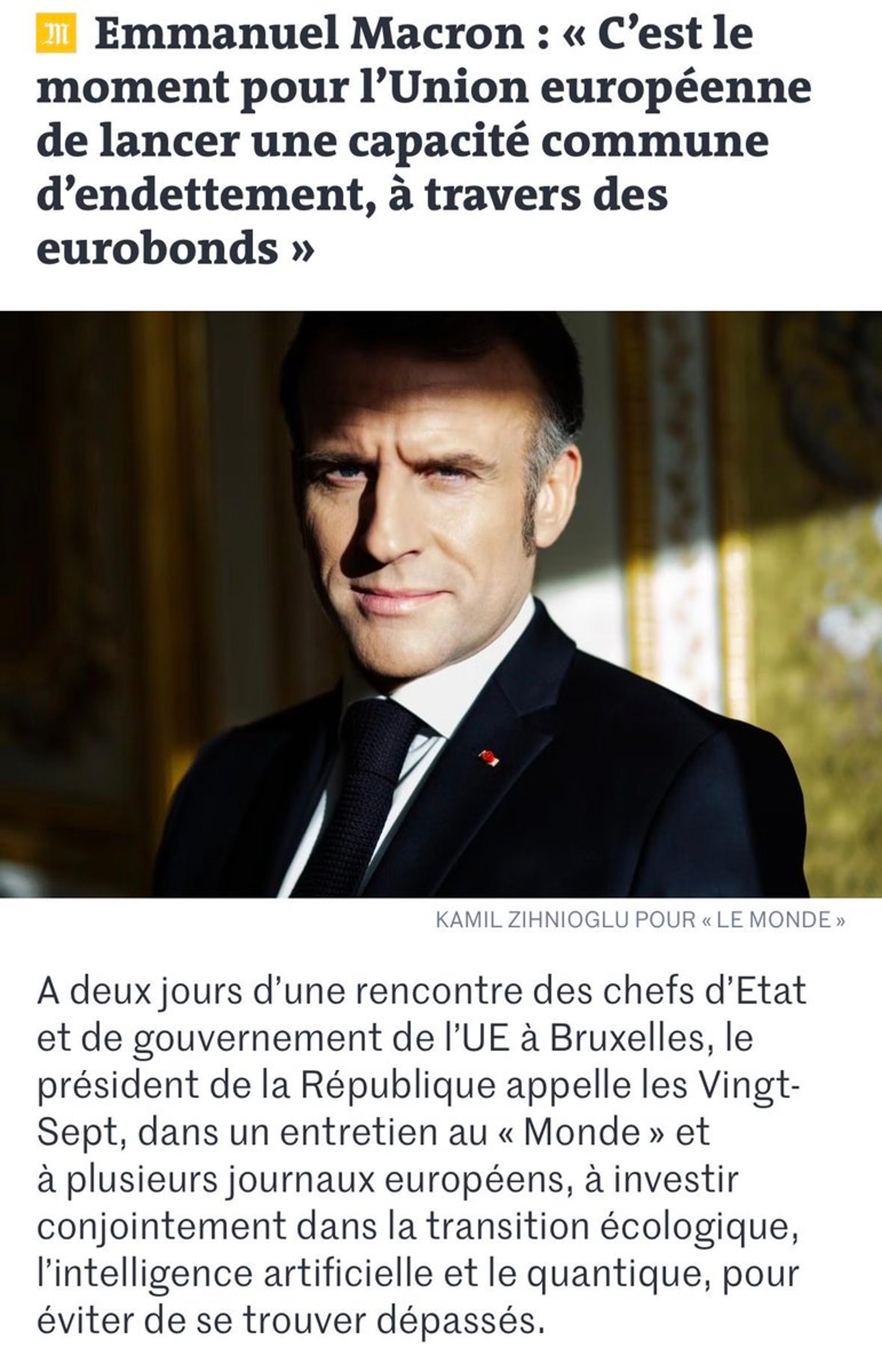 Macron Urges EU to Adopt Eurobonds Now