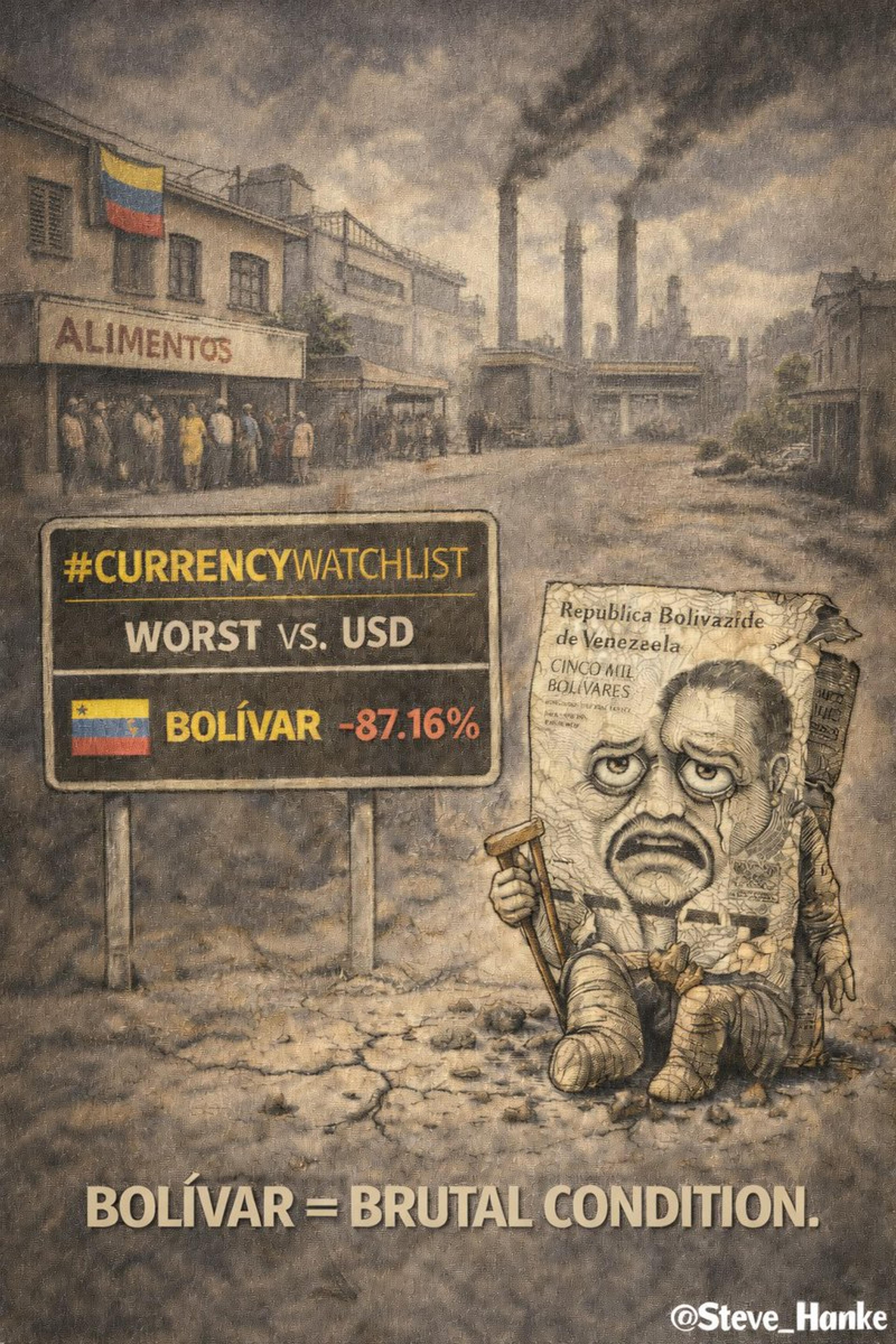 Venezuelan Bolivar Plummets 87%, Becomes World’s Worst Currency