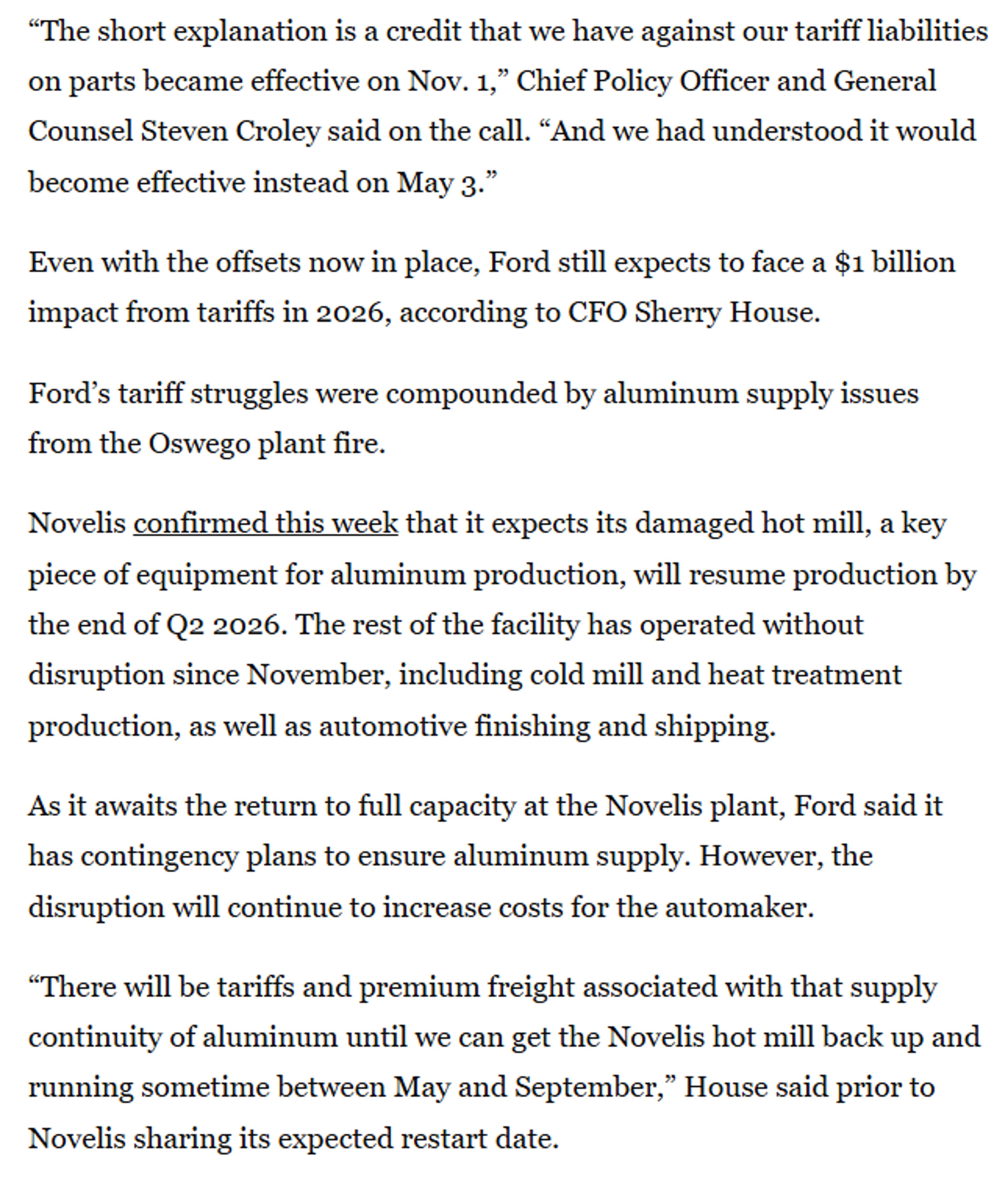 Ford Pays Millions in Tariffs After Supplier Fire