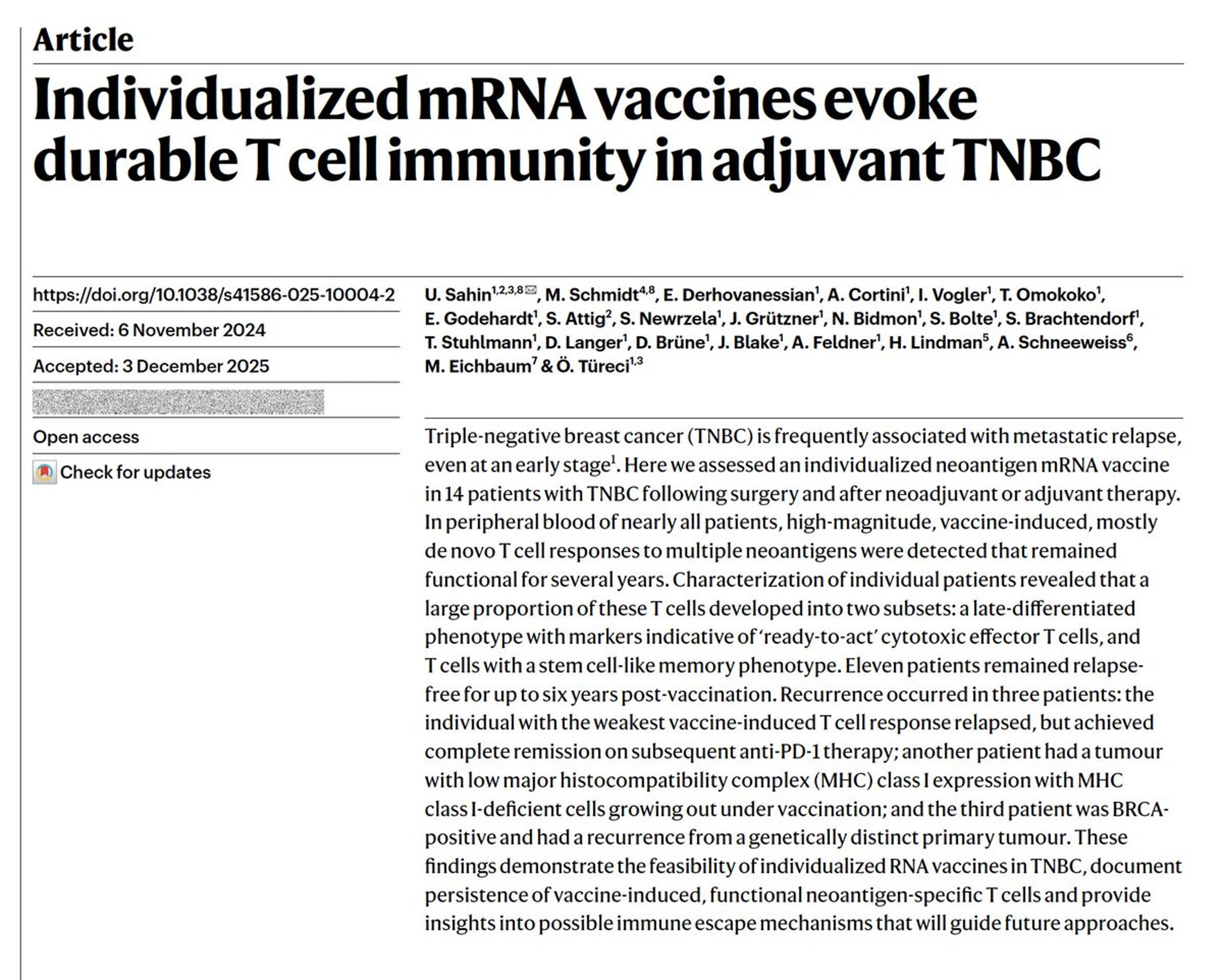 MRNA Vaccines Advance Triple‑negative Breast Cancer Therapy
